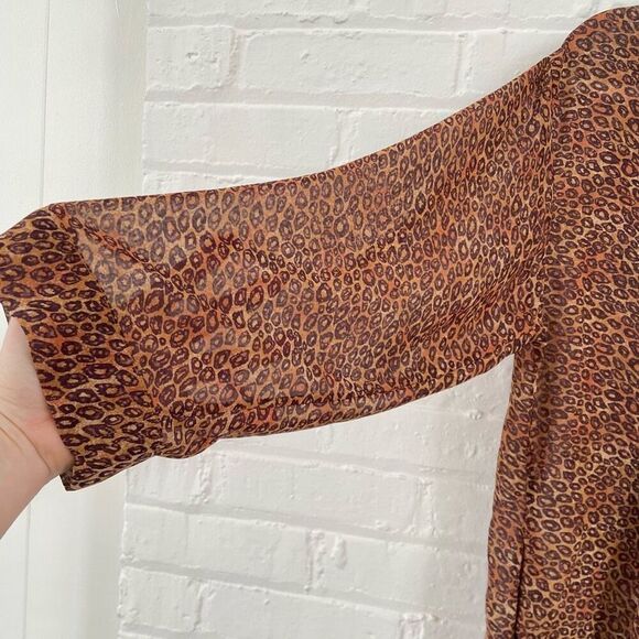 Victoria’s Secret Leopard Print Chiffon Kimono Robe Attached Belt – One Size - Picture 4 of 9